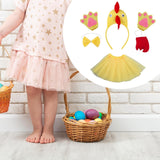 Maxbell Chicken Costume with Tie Tail Gloves Accessories for Holiday Halloween Girls Yellow with Red Tail