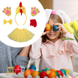Maxbell Chicken Costume with Tie Tail Gloves Accessories for Holiday Halloween Girls Yellow with Red Tail