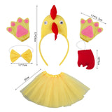 Maxbell Chicken Costume with Tie Tail Gloves Accessories for Holiday Halloween Girls Yellow with Red Tail