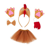 Maxbell Chicken Costume with Tie Tail Gloves Accessories for Holiday Halloween Girls Brown
