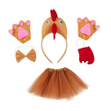 Maxbell Chicken Costume with Tie Tail Gloves Accessories for Holiday Halloween Girls Brown