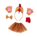 Maxbell Chicken Costume with Tie Tail Gloves Accessories for Holiday Halloween Girls Brown