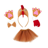 Maxbell Chicken Costume with Tie Tail Gloves Accessories for Holiday Halloween Girls Brown