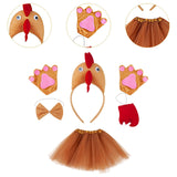 Maxbell Chicken Costume with Tie Tail Gloves Accessories for Holiday Halloween Girls Brown