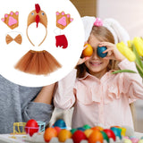 Maxbell Chicken Costume with Tie Tail Gloves Accessories for Holiday Halloween Girls Brown
