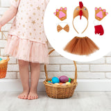 Maxbell Chicken Costume with Tie Tail Gloves Accessories for Holiday Halloween Girls Brown