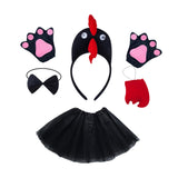 Maxbell Chicken Costume with Tie Tail Gloves Accessories for Holiday Halloween Girls Black