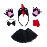 Maxbell Chicken Costume with Tie Tail Gloves Accessories for Holiday Halloween Girls Black
