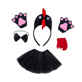 Maxbell Chicken Costume with Tie Tail Gloves Accessories for Holiday Halloween Girls Black