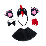 Maxbell Chicken Costume with Tie Tail Gloves Accessories for Holiday Halloween Girls Black