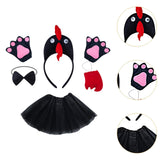 Maxbell Chicken Costume with Tie Tail Gloves Accessories for Holiday Halloween Girls Black
