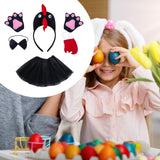 Maxbell Chicken Costume with Tie Tail Gloves Accessories for Holiday Halloween Girls Black