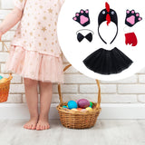 Maxbell Chicken Costume with Tie Tail Gloves Accessories for Holiday Halloween Girls Black
