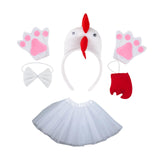Maxbell Chicken Costume with Tie Tail Gloves Accessories for Holiday Halloween Girls White