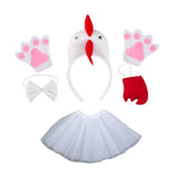 Maxbell Chicken Costume with Tie Tail Gloves Accessories for Holiday Halloween Girls White