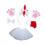 Maxbell Chicken Costume with Tie Tail Gloves Accessories for Holiday Halloween Girls White