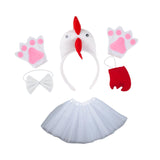 Maxbell Chicken Costume with Tie Tail Gloves Accessories for Holiday Halloween Girls White