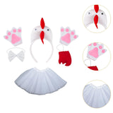 Maxbell Chicken Costume with Tie Tail Gloves Accessories for Holiday Halloween Girls White