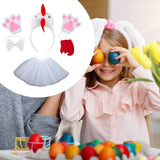 Maxbell Chicken Costume with Tie Tail Gloves Accessories for Holiday Halloween Girls White