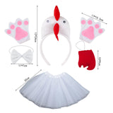 Maxbell Chicken Costume with Tie Tail Gloves Accessories for Holiday Halloween Girls White