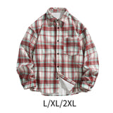 Maxbell Plaid Shirt Breathable Casual Coat Long Sleeve Shirt for Outdoor Winter Work L