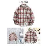 Maxbell Plaid Shirt Breathable Casual Coat Long Sleeve Shirt for Outdoor Winter Work L