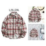 Maxbell Plaid Shirt Breathable Casual Coat Long Sleeve Shirt for Outdoor Winter Work L