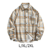 Maxbell Plaid Shirt Lapel Boyfriend Cotton Men's Shirt for Outdoor Activities Dating L