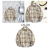 Maxbell Plaid Shirt Lapel Boyfriend Cotton Men's Shirt for Outdoor Activities Dating L