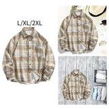 Maxbell Plaid Shirt Lapel Boyfriend Cotton Men's Shirt for Outdoor Activities Dating L