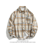 Maxbell Plaid Shirt Lapel Boyfriend Cotton Men's Shirt for Outdoor Activities Dating L