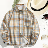 Maxbell Plaid Shirt Lapel Boyfriend Cotton Men's Shirt for Outdoor Activities Dating XL
