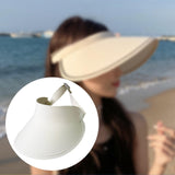 Maxbell Women Sun Hat Breathable Wide Brim Sun Visor Hat for Holiday Vacation Summer Beige