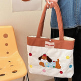 Maxbell Women Embroidered Tote Bag Unique Nylon Mother Gift for Work Travel Holidays White