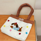 Maxbell Women Embroidered Tote Bag Unique Nylon Mother Gift for Work Travel Holidays White