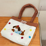 Maxbell Women Embroidered Tote Bag Unique Nylon Mother Gift for Work Travel Holidays White