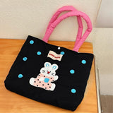 Maxbell Women Embroidered Tote Bag Unique Nylon Mother Gift for Work Travel Holidays Black