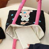 Maxbell Women Embroidered Tote Bag Unique Nylon Mother Gift for Work Travel Holidays Black