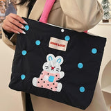 Maxbell Women Embroidered Tote Bag Unique Nylon Mother Gift for Work Travel Holidays Black