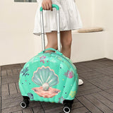 Maxbell Kids Luggage Compact Gift Cartoon Aluminum Handle Sturdy Hard Shell Suitcase Green