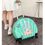 Maxbell Kids Luggage Compact Gift Cartoon Aluminum Handle Sturdy Hard Shell Suitcase Green