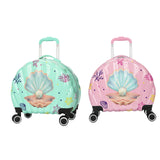 Maxbell Kids Luggage Compact Gift Cartoon Aluminum Handle Sturdy Hard Shell Suitcase Green