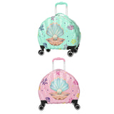 Maxbell Kids Luggage Compact Gift Cartoon Aluminum Handle Sturdy Hard Shell Suitcase Green