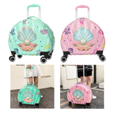 Maxbell Kids Luggage Compact Gift Cartoon Aluminum Handle Sturdy Hard Shell Suitcase Green