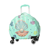 Maxbell Kids Luggage Compact Gift Cartoon Aluminum Handle Sturdy Hard Shell Suitcase Green