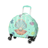 Maxbell Kids Luggage Compact Gift Cartoon Aluminum Handle Sturdy Hard Shell Suitcase Green