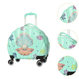 Maxbell Kids Luggage Compact Gift Cartoon Aluminum Handle Sturdy Hard Shell Suitcase Green