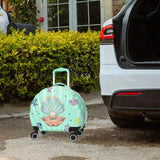 Maxbell Kids Luggage Compact Gift Cartoon Aluminum Handle Sturdy Hard Shell Suitcase Green