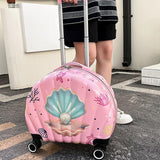 Maxbell Kids Luggage Compact Gift Cartoon Aluminum Handle Sturdy Hard Shell Suitcase Pink