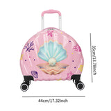 Maxbell Kids Luggage Compact Gift Cartoon Aluminum Handle Sturdy Hard Shell Suitcase Pink